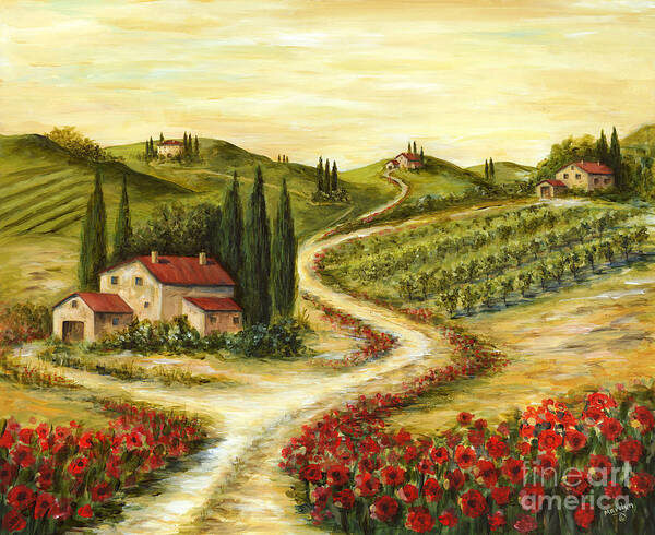Tuscan Road with Poppies Wall Art