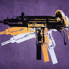 Uzi Sub Machine Gun on Purple by Michael Tompsett