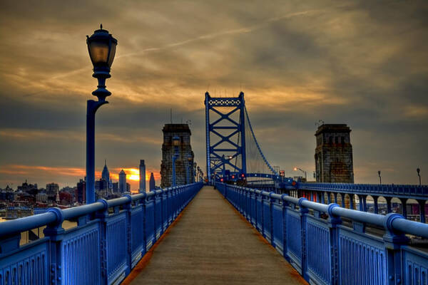 Sunset Over Iconic Bridge Wall Art