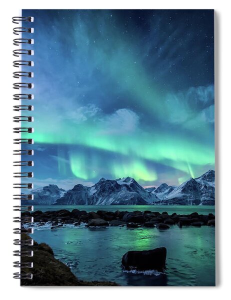 Aurora Borealis Over Snowy Mountains Spiral Notebook