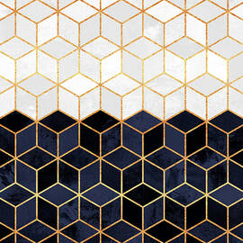 White and navy cubes by Elisabeth Fredriksson
