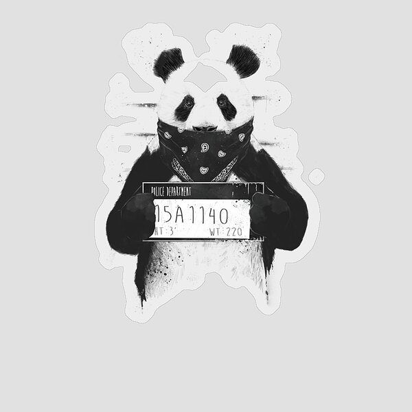 Panda Mugshot with Bandana Sticker