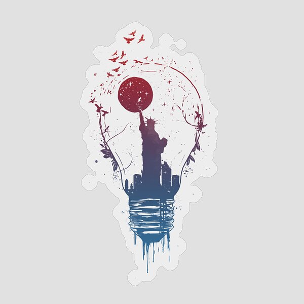 Statue of Liberty in Surreal Lightbulb Sticker