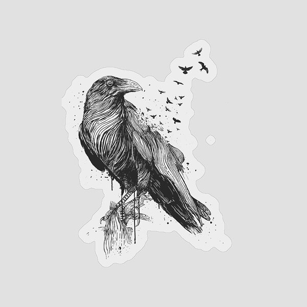 Majestic Raven and Flock Sticker