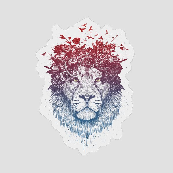 Lion with Floral Crown Sticker