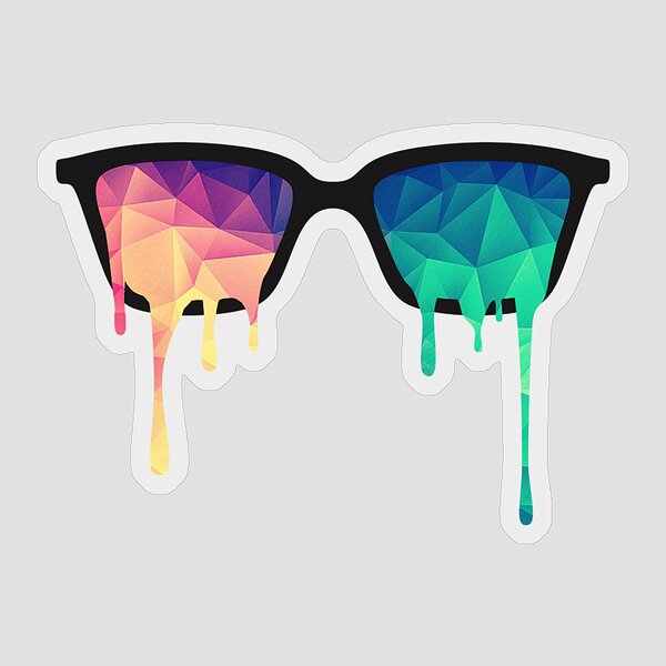 Psychedelic Nerd Glasses With Melting Lsd Trippy Color Triangles Sticker