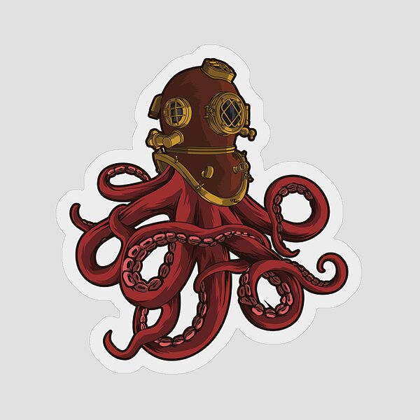 Scuba Octopus Deepsea Diving Sticker